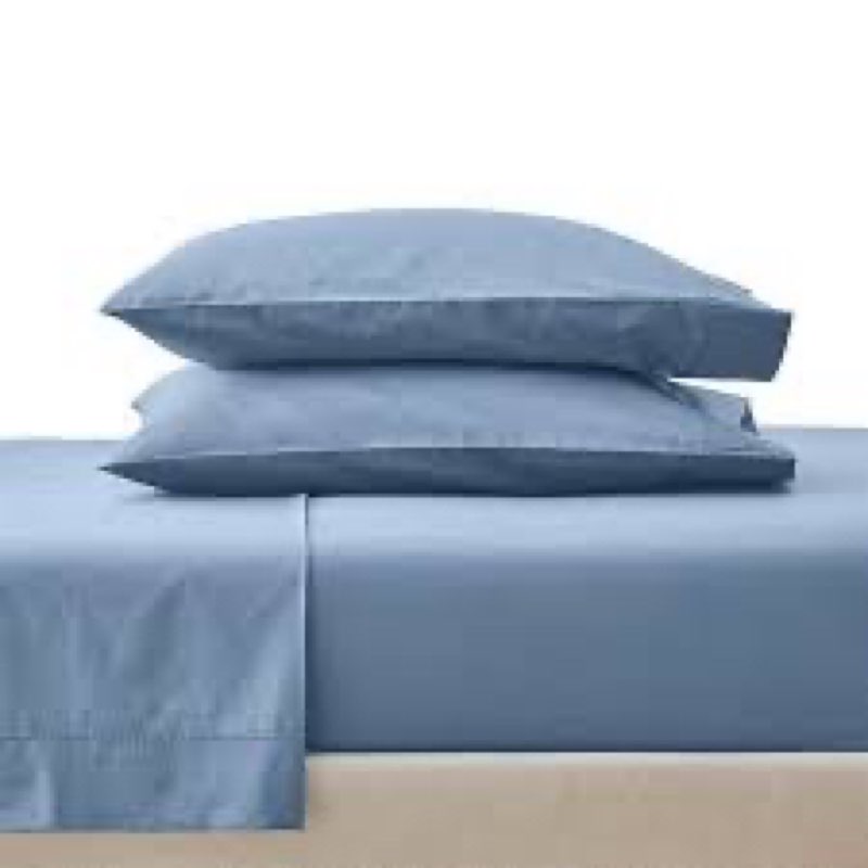 better homes & gardens cool & crisp 4-piece 300 thread count blue river cotton percale sheet set, queen