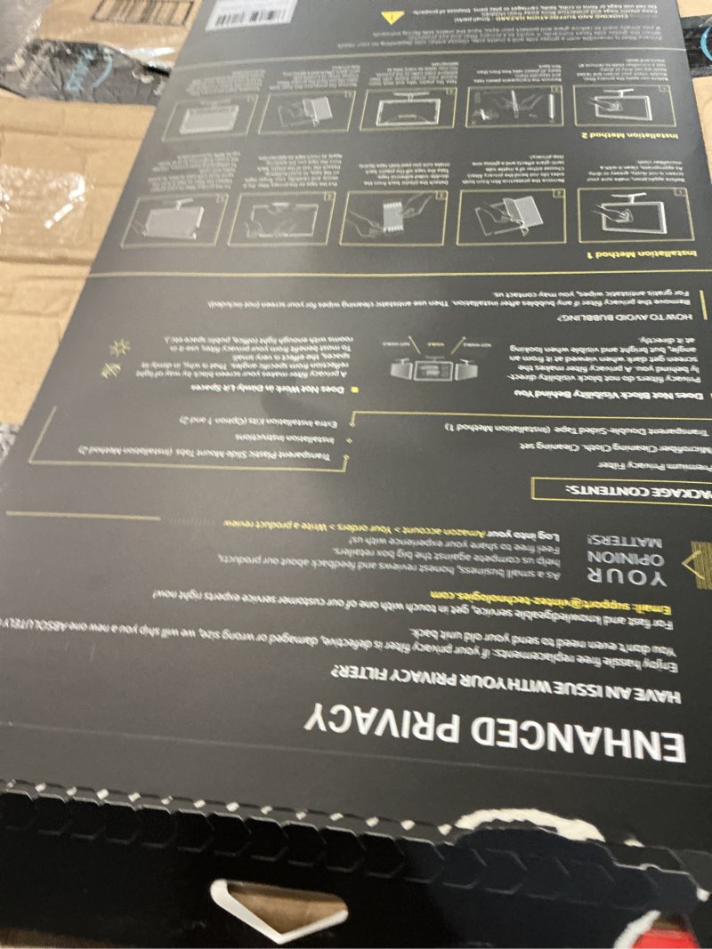 Condition photo showing New/Like New for vintez 28 inch 16:9 privacy screen for computer monitor and laptop - anti glare protector film blue light filter eye protection - computer screen privacy shield, [1 pack] [1 pack] 28" diagonal (16:9)