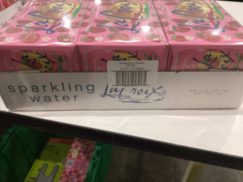 Condition photo showing New/Like New for La Croix Sparkling Water, Strawberry Peach, 12 Fl Oz (3 pack of 8)