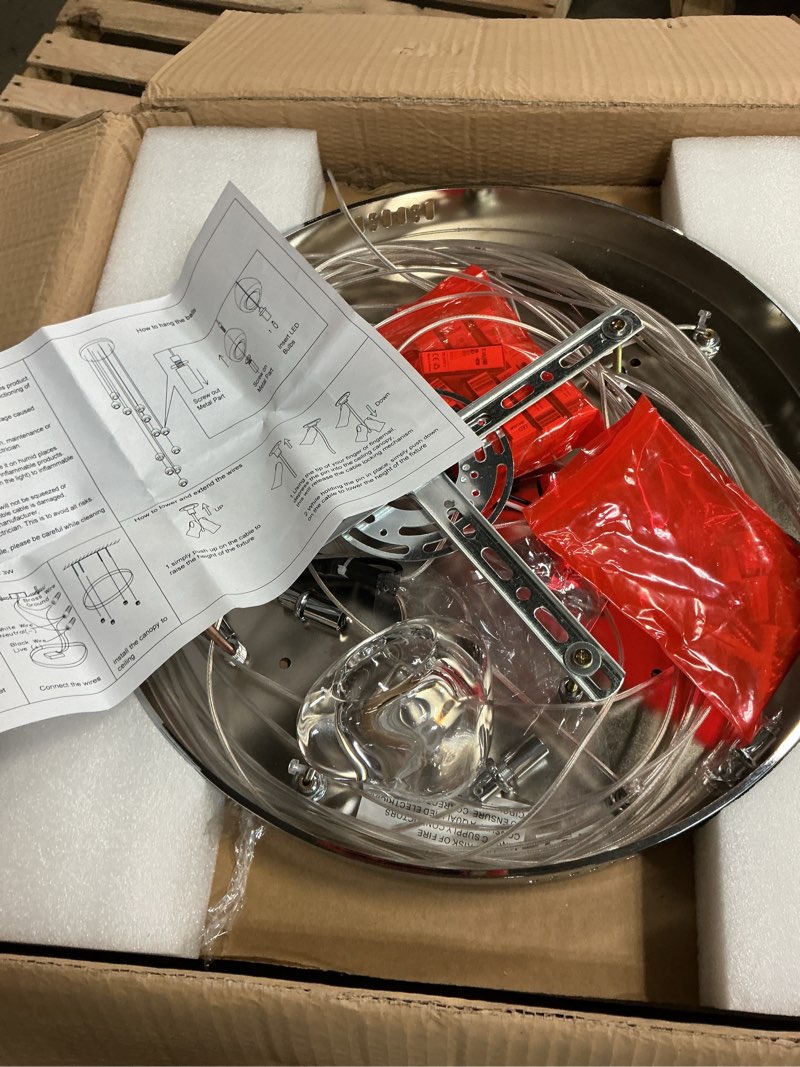Condition photo showing Good Condition for 12-light led chandelier crystal shade chrome base stairs dinning modern light