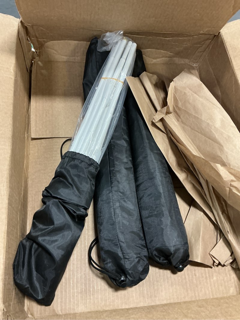 Condition photo showing As Is for DANMO Easel Stand for Wedding Sign Poster 63'' Instant Display Easel for Floor Adjustable Metal Art Easel White 3 Pack