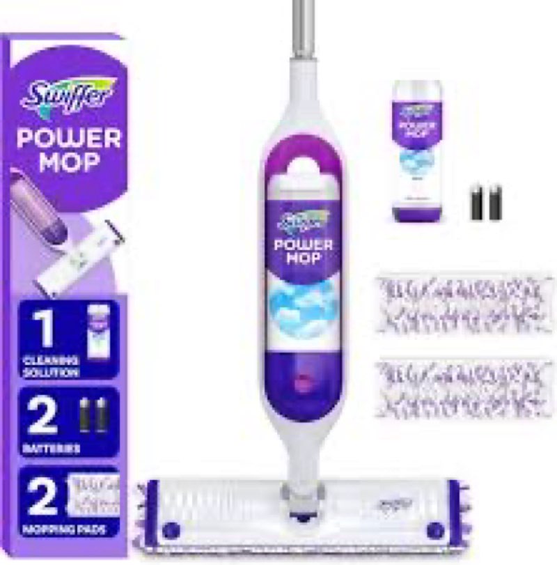 Swiffer PowerMop Multi-Surface Mop Kit for Floor Cleaning, Includes PowerMop, 2 Mopping Pad Refills,