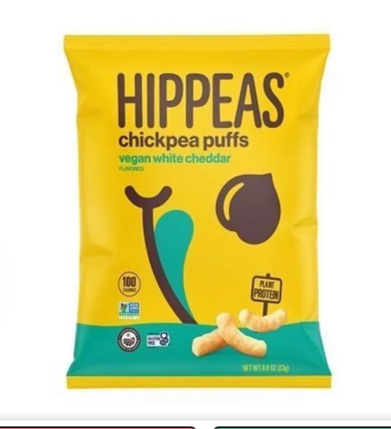 (Best Before;08/04/25) Hippeas Non Gmo Vegan White Cheddar Chickpea Puffs, 0.8 Ounce, 30 count 