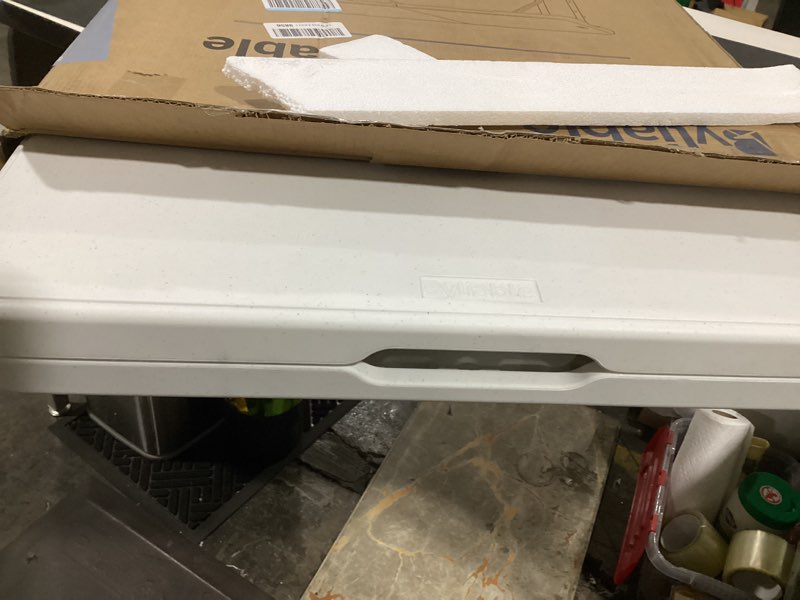 Condition photo showing Good Condition for folding table 4 foot portable heavy duty plastic fold-in-half utility table small indoor outdoor adjustable height folding with carrying handle, camping and party,white | portable, heavy duty, fold-in-half, indoor outdoor, adjustable height, folding