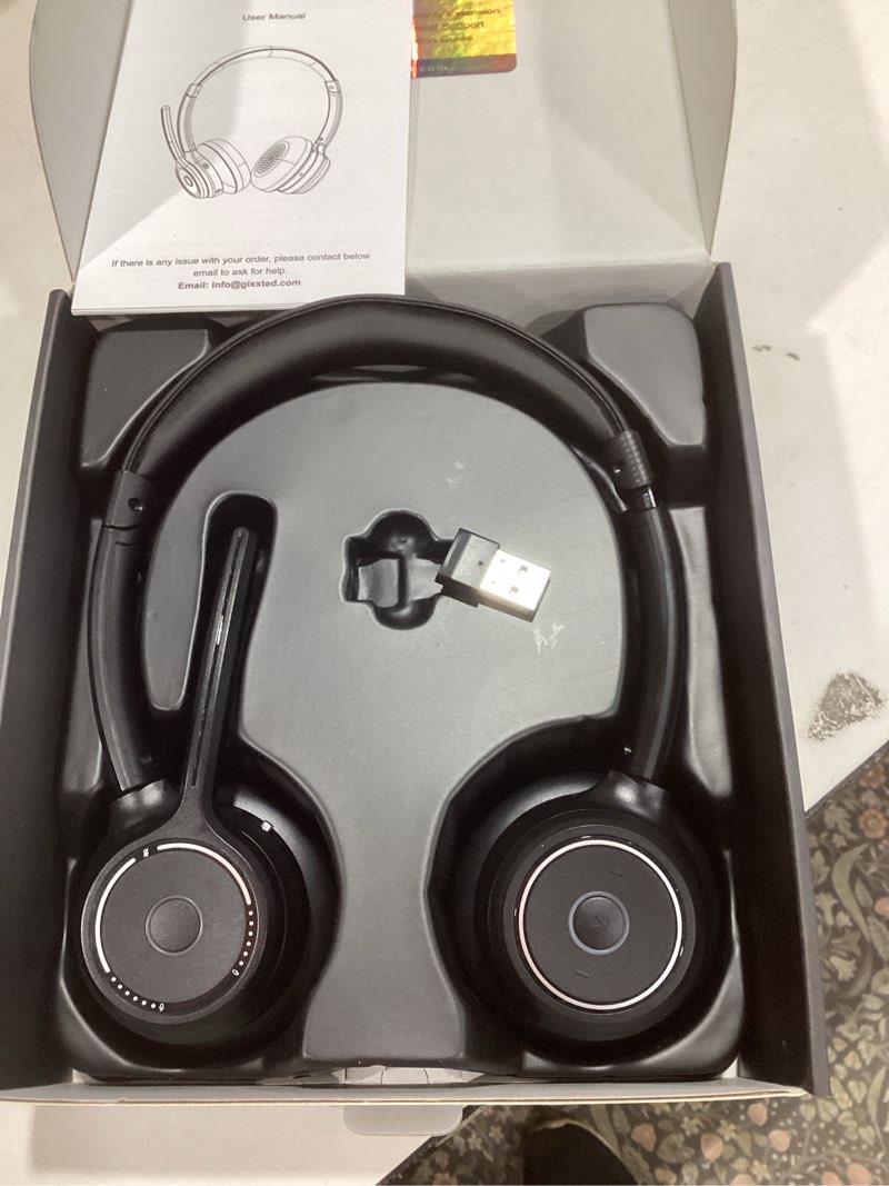 Condition photo showing Good Condition for (2026 upgraded) wireless headset with mic for work, bluetooth headset with noise canceling microphone, wireless headphones with mic and usb dongle and mute, fit for computer/pc/teams black