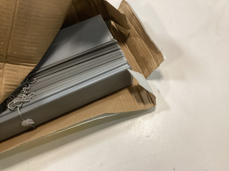 Condition photo showing Good Condition for Cordless Light Filtering Mini Blind - 31 Inch Width, 64 Inch Length, 1" Slat Size - Grey - Cordless GII Morningstar Horizontal Windows Blinds for Interior by Achim Home Decor 31"W x 64"H Grey