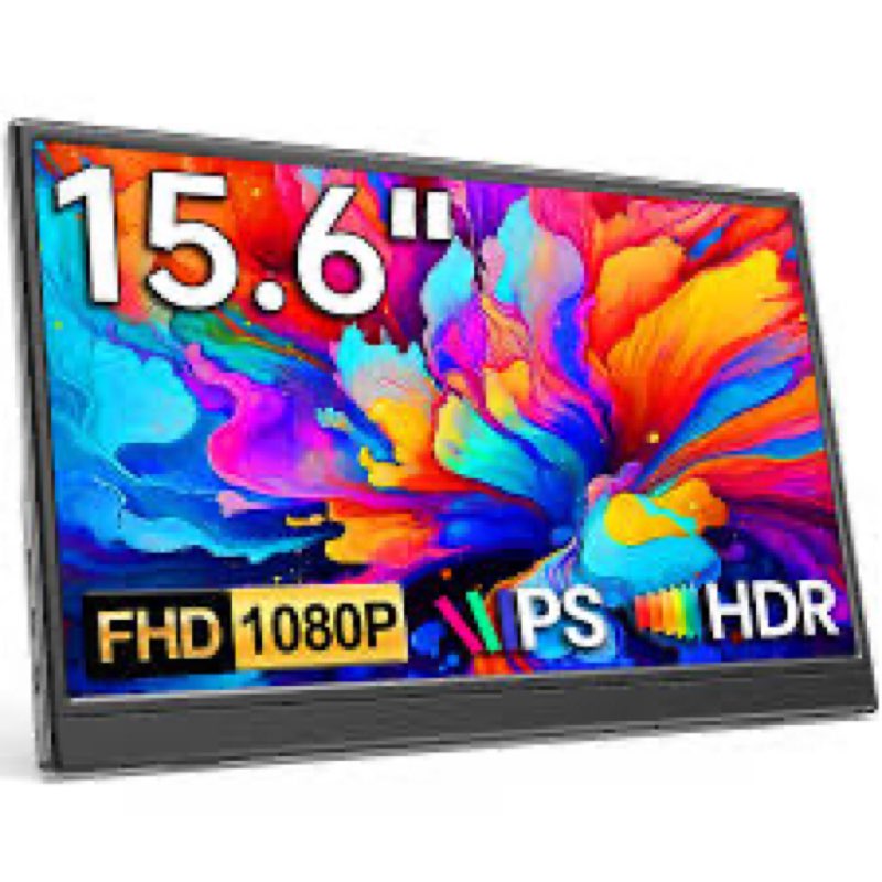 KQC Portable Monitor 15.6" 1080P FHD IPS Display, Ultra-Slim USB-C HDMI Travel Monitor with Kickstan