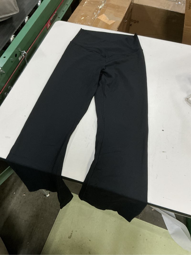 Condition photo showing Good Condition for Sunzel Flare Leggings, Crossover Yoga Pants with Tummy Control, High-Waisted and Wide Leg 28in Inseam Medium Black