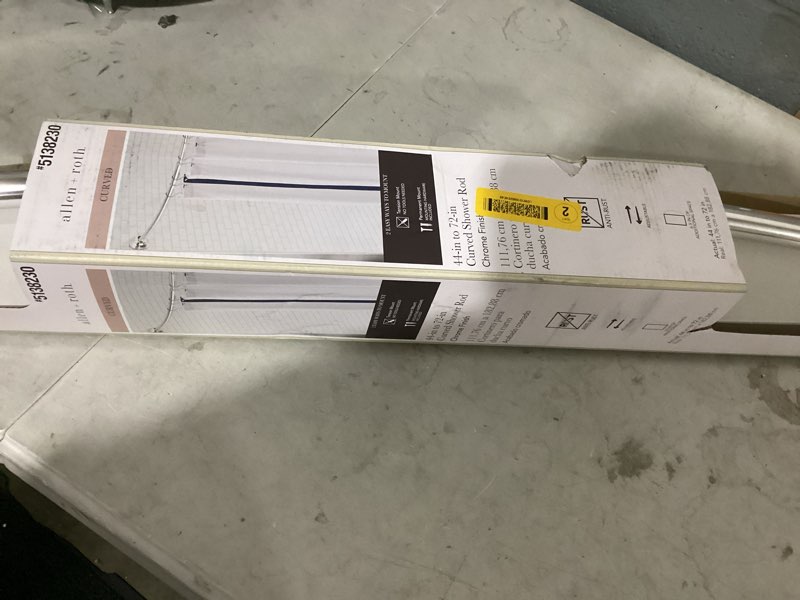 Condition photo showing Good Condition for allen + roth 44-in to 72-in chrome fixed or tension single curve adjustable shower curtain rod