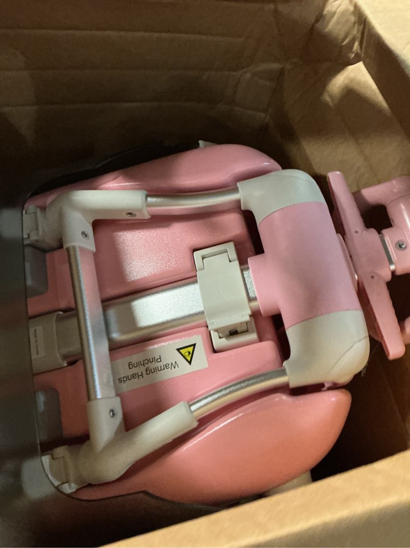 Condition photo showing As Is for kids ride-on luggage with seat, 20 inch carry on suitcase, 2-in-1 children's luggage with shockproof silent wheels and guardrail for airplane & travels new style pink