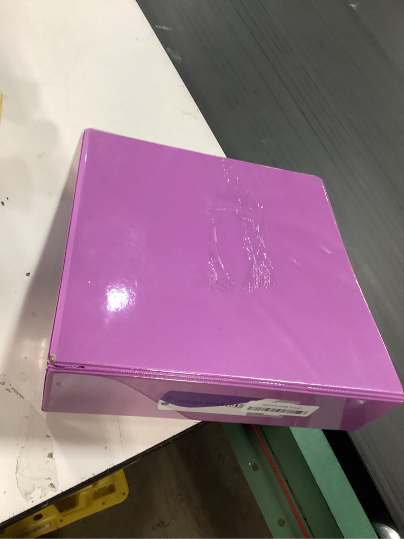 Condition photo showing Good Condition for Enday 3 Inch Binder 3 Ring Binders Purple, Slant D-Ring 3” Clear View Cover with 2 Inside Pockets, Heavy Duty Colored School Supplies Office and Home Binders 3-Inch Purple