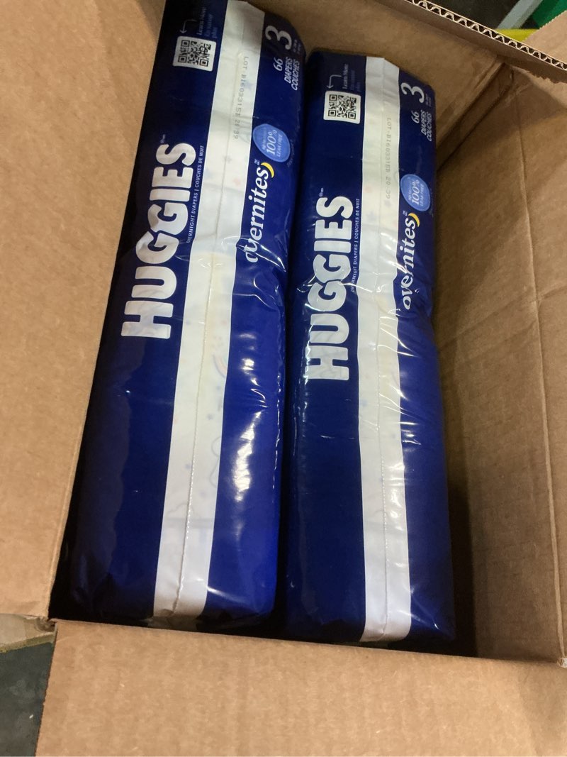 Condition photo showing Good Condition for huggies size 3 overnites baby diapers: overnight diapers, size 3 (16-28 lbs), 132 ct (2 packs of 66), packaging may vary size 3 132