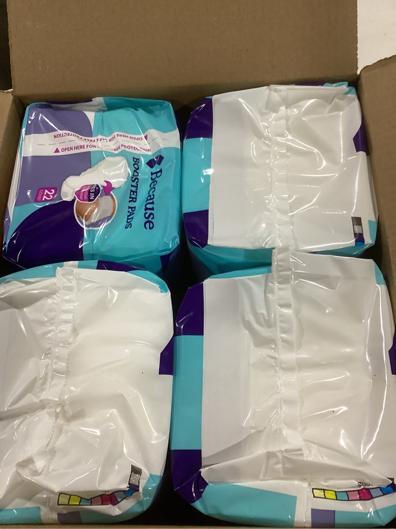 Condition photo showing New/Like New for Because Overnight Booster Pads Fit All Adult Diapers, Helps Keep Your Adult Diaper Active All Night, Adds 4 Cups to Incontinence Underwear, Extra Absorbency, 88 Count