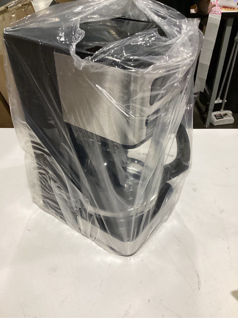 Condition photo showing New/Like New for 12-cup programmable coffee maker, regular & strong brew drip coffee machine, 1-4 cup and ice coffee setting, 24h timer, auto shut-off, keep warm, pause & serve