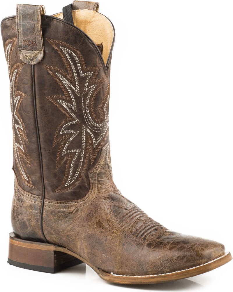 (( size 10.5 d)) roper mens waxy brown leather pierce ccs cowboy boots 