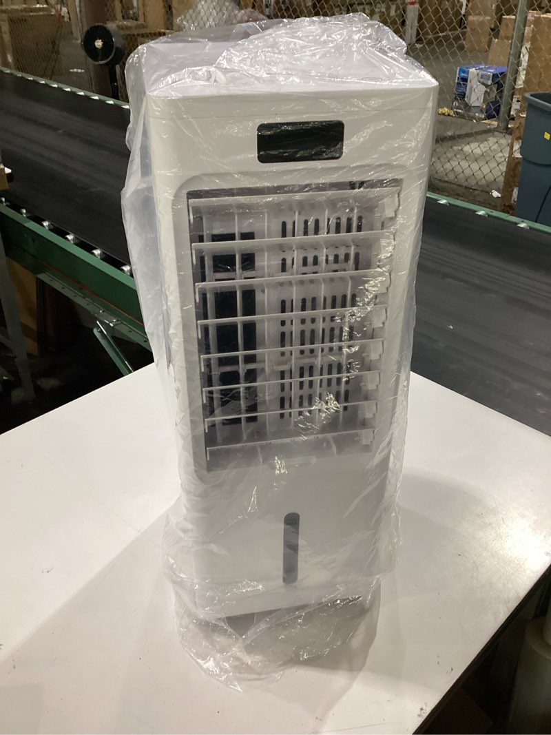 Condition photo showing New/Like New for windowless portable air conditioners, 6l swamp cooler, 3-in-1 evaporative air cooler with 4 ice packs, 4 modes & 3 speeds, auto oscillating, 12h timer, remote, quiet cooling fan for home