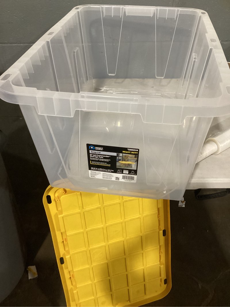 Condition photo showing Good Condition for project source commander large 27-gallon s (108-quart) clear heavy duty tote with standard snap lid