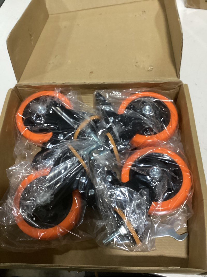 Condition photo showing Good Condition for 4 inch caster wheels 2000lbs, threaded stem casters set of 4 heavy duty, 1/2"-13 x 1 (screw diameter 1/2", stem length 1"), safety dual locking industrial castors, wheels for cart, furniture 4 inch 1/2"-13x1"
