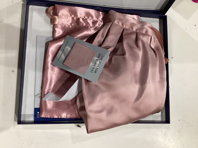 Condition photo showing Good Condition for kaome 100% mulberry silk bonnet for sleeping women, 22 momme double layer silk hair wrap, non-slip sleep cap with adjustable pink