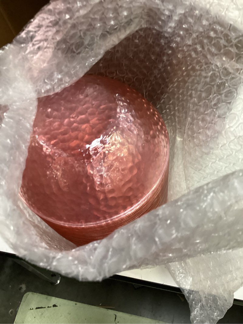 Condition photo showing Good Condition for tinybee 50 pack pink plastic bowls - pink disposable bowls for party with gold rim, 16-20oz premium hammered bowls disposable heavy duty, plastic salad bowls for milk cereals, snacks, salads pink gold 50 pack