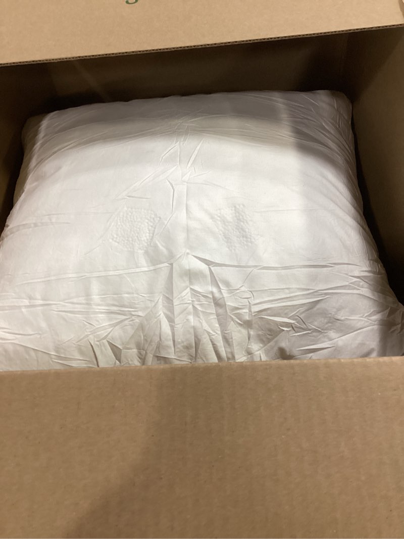 Condition photo showing As Is for 22x22 Decorative Throw Pillow Inserts-Down Feather Pillow Inserts-Square-Cotton Fabric-Set of 2-White.