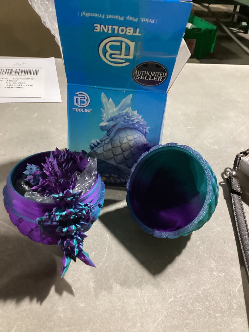 Condition photo showing Good Condition for TBOLINE 12" 3D Printed Dragon Egg, Cool 3D Printer Articulated Crystal Dragon Toys for Kids, Surprise Animals Figurines Fidget Dinosaur Eggs Toys for Boys Kids Teen 5-7 4-6 8-12 Galactic Nebula