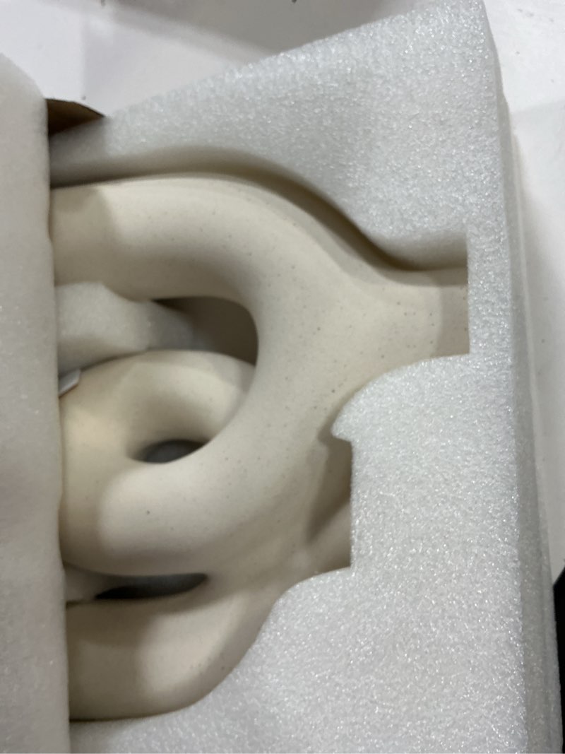 Condition photo showing New/Like New for Cream White Decorative Vase Set - Modern Hug Donut Ceramic Vases by JAS & JAX GOODS, Minimalist Boho Style Centerpiece for Console Table, Living Room, Bookshelf, or Fireplace Mantel