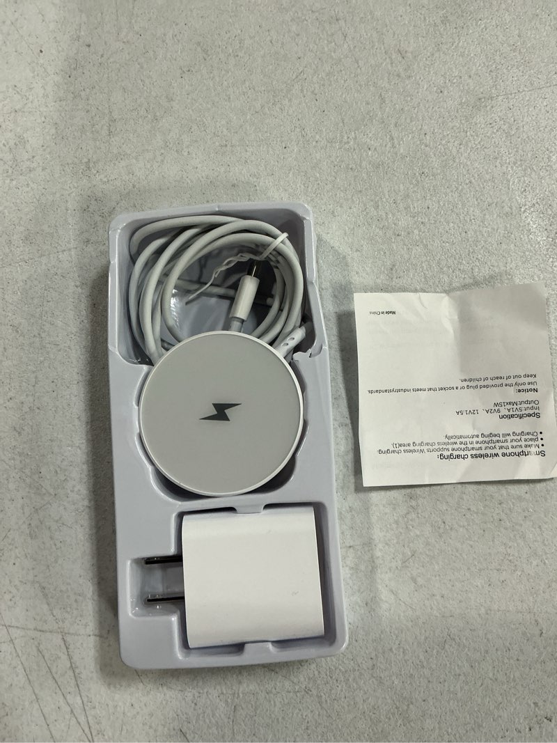 Condition photo showing Good Condition for [apple mfi certified]magnetic wireless charger apple mag safe charger,15w 6ft fast wireless charging pad for appleiphone 16 pro max/16 pro/16 plus/15 pro max/14/13/12/airpods3/2/pro/pro2,charging pad