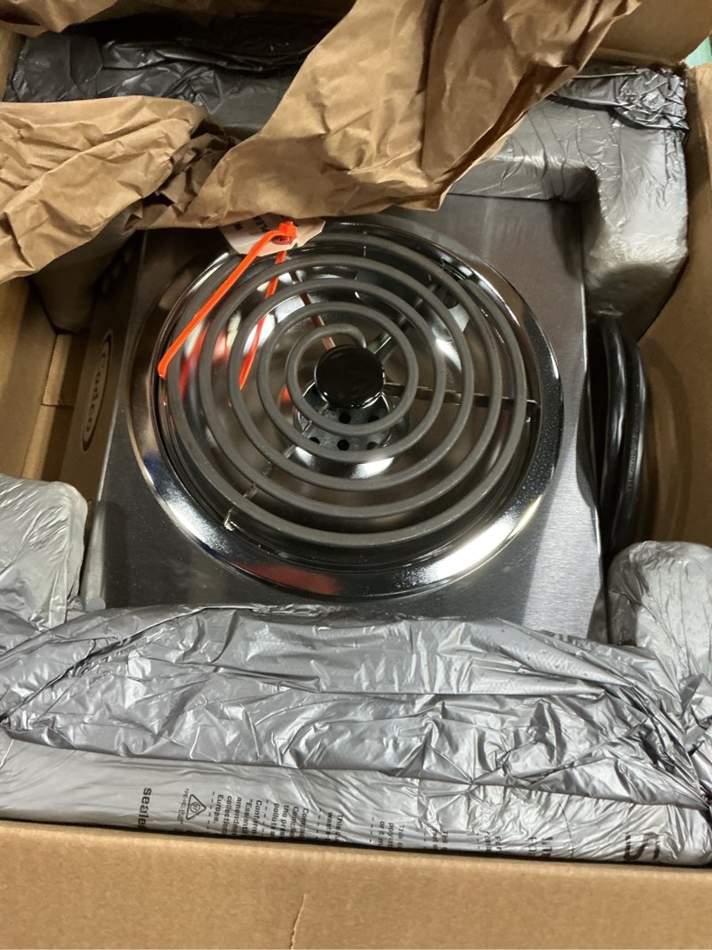 Condition photo showing Good Condition for Cadco CSR-3T 14" Electric Portable Countertop Hi-Power Hot Plate w/One Tubular Burner for Restaurant Hotel Food Truck Concession Kiosk, Stainless Steel, 120v Countertop Burner