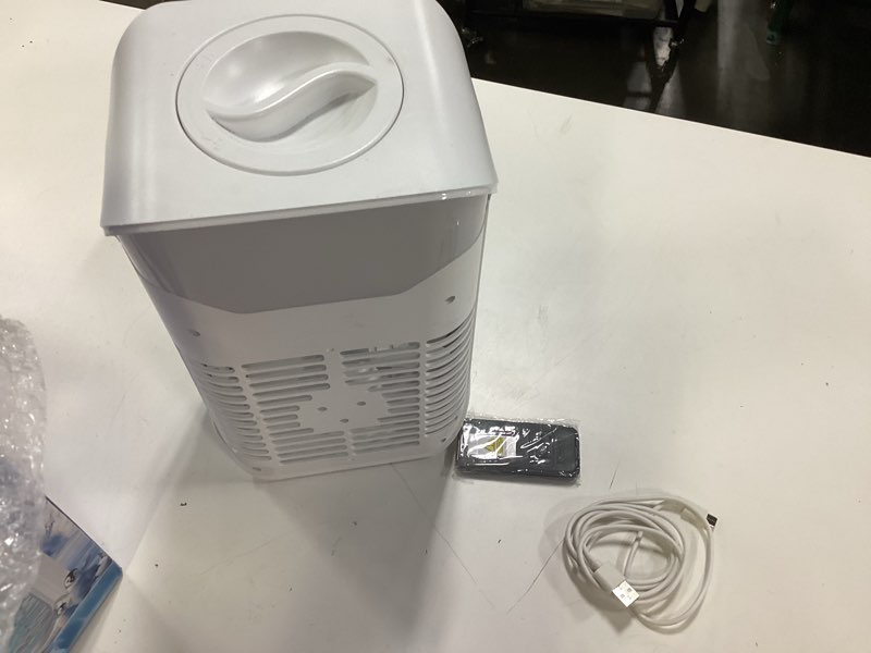 Condition photo showing As Is for portable air conditioners,4-in-1 air conditioner,2.3-second cooling & 3 fan speeds,1600ml water tank with 2 mist,10 color night light,remote control,portable ac for room,car,bedroom,office,outdoor white