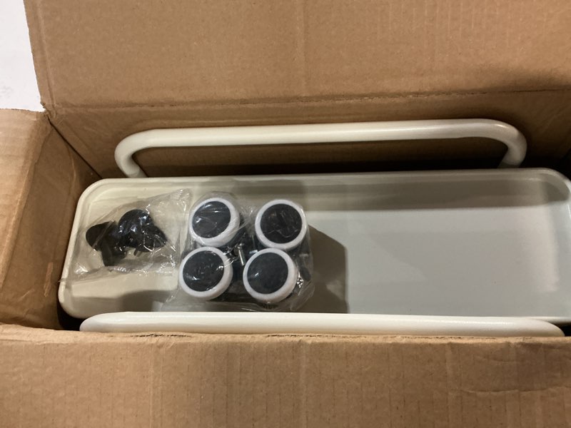 Condition photo showing Good Condition for Slim Storage Cart 4 Tier with Pull Out Metal Basket Bathroom Organizer Rolling cart, Installation-Free Rolling Utility Cart Slide Out Organizer for Kitchen, Bathroom, Laundry (White, 4 Tier) White 4 Tier