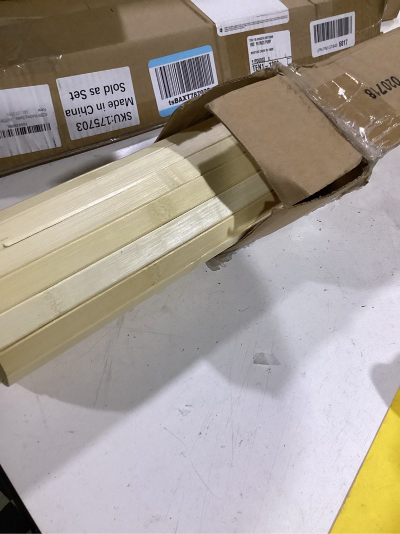 Condition photo showing Good Condition for kokorona natural bamboo wall panel for interior wall decor, pole wrap roll natural wainscoting paneling for living room, ceiling tiles, office, kitchen, 48" w x 96" h, raw