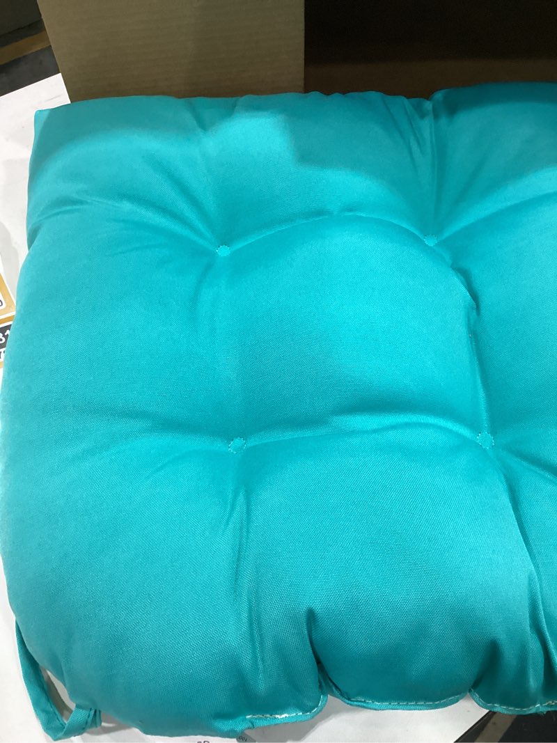 Condition photo showing Good Condition for Twill Rounded Back Chair Cushion, 19" x 19", Aqua Blue