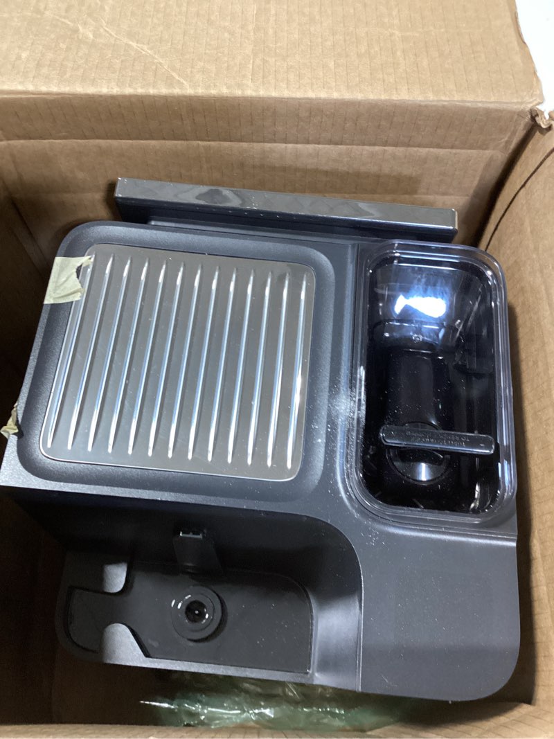 Condition photo showing As Is for ninja luxe café premier 3-in-1 espresso machine, drip coffee, & rapid cold brew | built-in coffee grinder, hands-free milk frother, assisted tamper for cappuccinos & lattes | cyberspace | es601cy