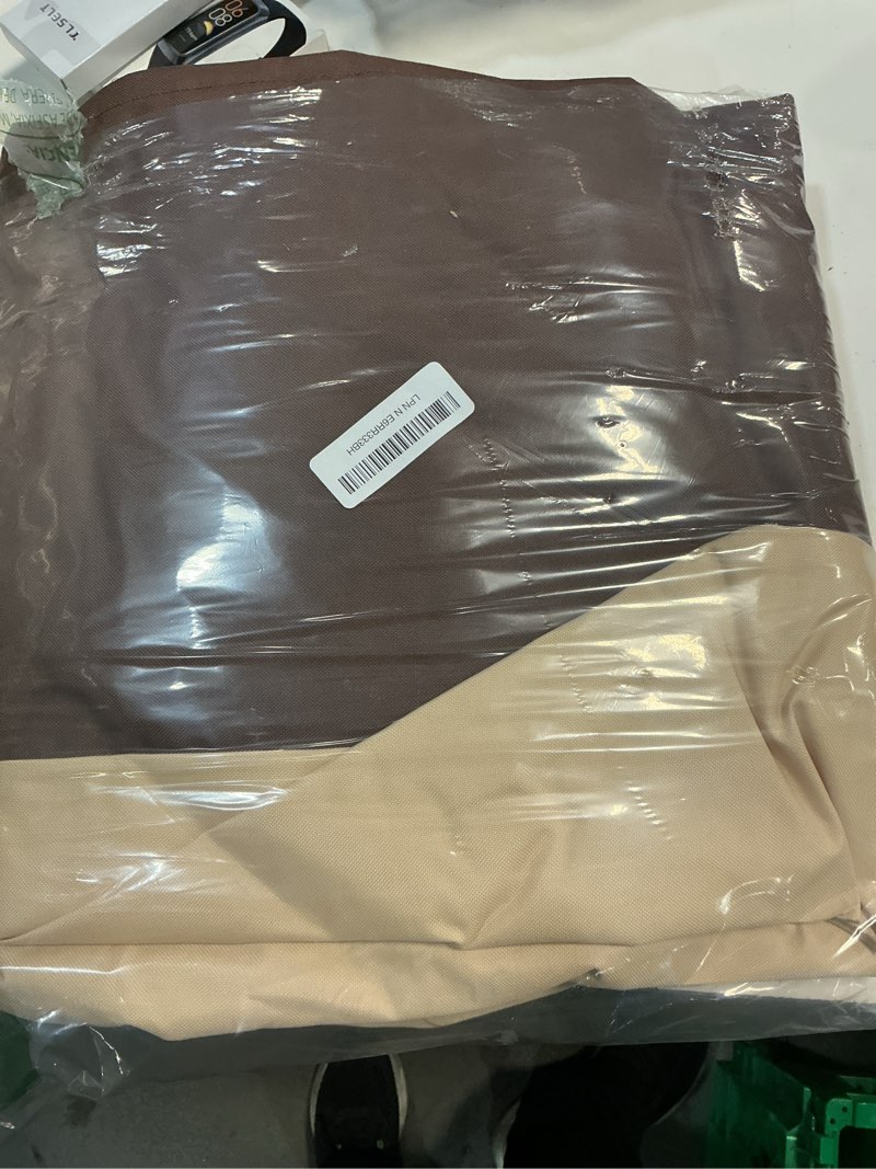 Condition photo showing Good Condition for patio furniture covers waterproof, outdoor furniture covers waterproof windproof with padded handles, heavy duty 600d oxford outdoor table chair set cover beige&brown round 62"diax28"h