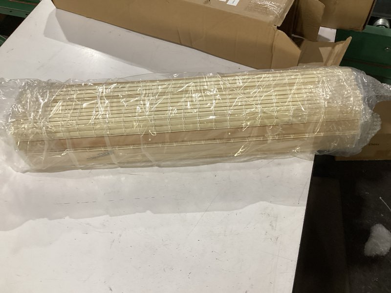 Condition photo showing New/Like New for lazblinds no tools no drill cordless bamboo roman shades, privacy window treatment, roll up bamboo blinds for windows 23'' w x 64'' h, natural privacy-natural 23" w × 64" h