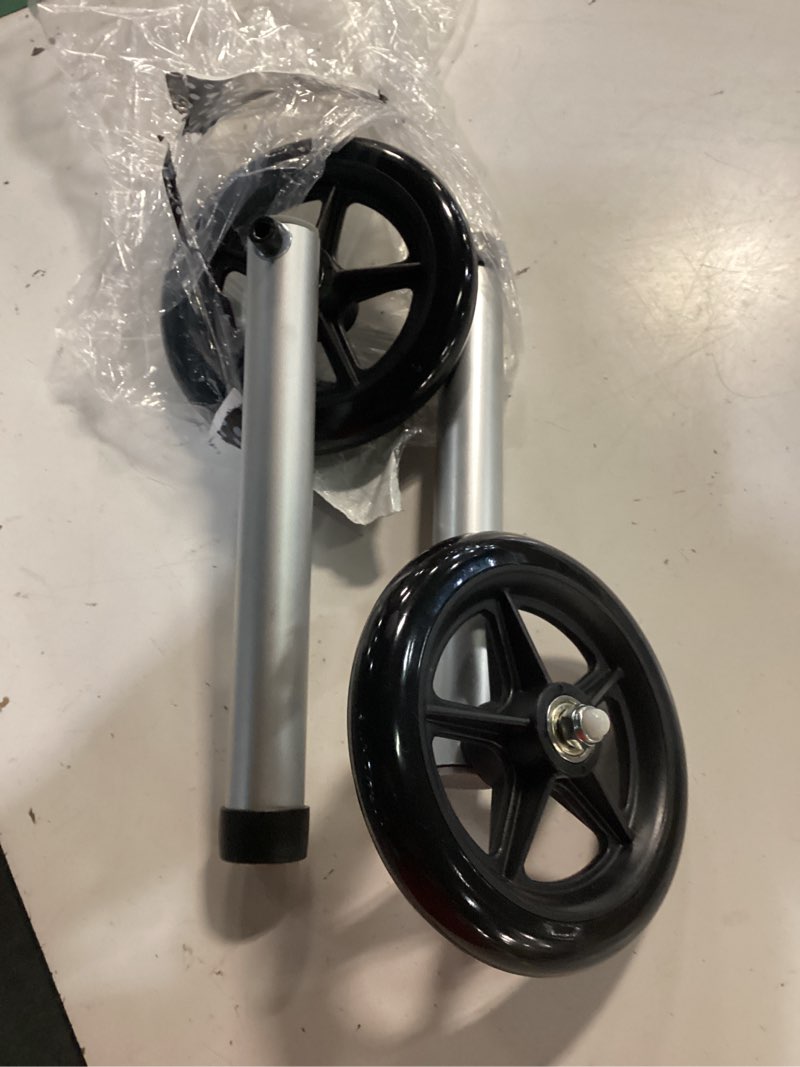 Condition photo showing Good Condition for 2-pack walker wheels replacement with precision ball bearings, 6-inch all-terrain wheels for walkers with outward-angled legs, 7-level height adjustable, 350lbs heavy duty, slip-resistant traction