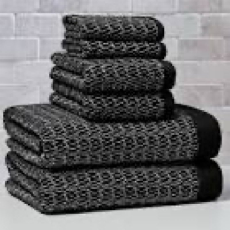 Better Homes & Gardens Signature Soft Cotton Melange 6 Piece Bath Towel Set,black