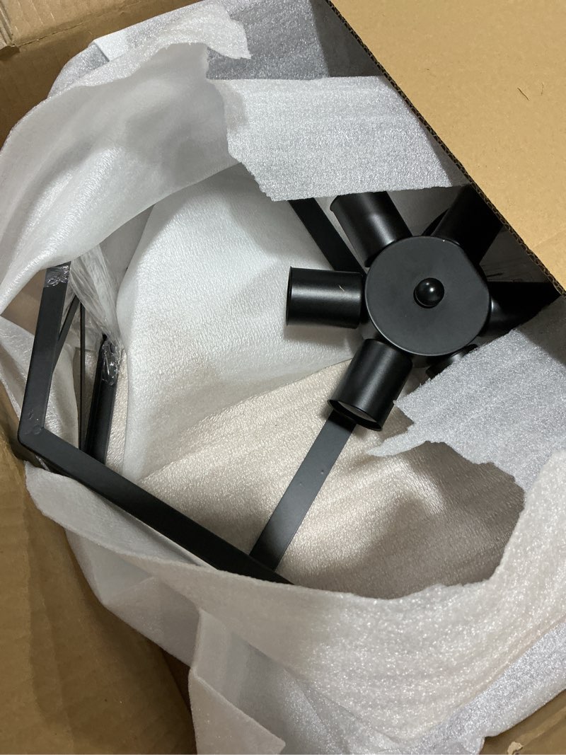 Condition photo showing Good Condition for Industrial Semi Flush Mount Ceiling Light, 6 Light Modern Metal Close to Ceiling Light Fixture, Farmhouse Light Fixtures Ceiling Mount, Black Chandelier for Kitchen, Dining Room, Hallway Black-6-Light 6-Light