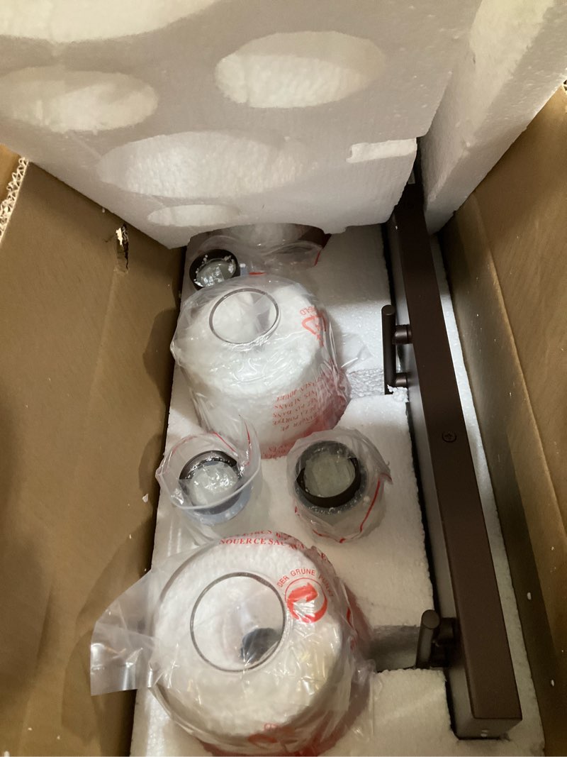 Condition photo showing New/Like New for zeyu 3-light 15w led vanity light with crystal bubble, 20.5 inch bathroom vanity light fixtures with 5 colors modes, oil rubbed bronze finish with clear glass, zsl72b-3w led orb-1 oil rubbed bronze, 3-light