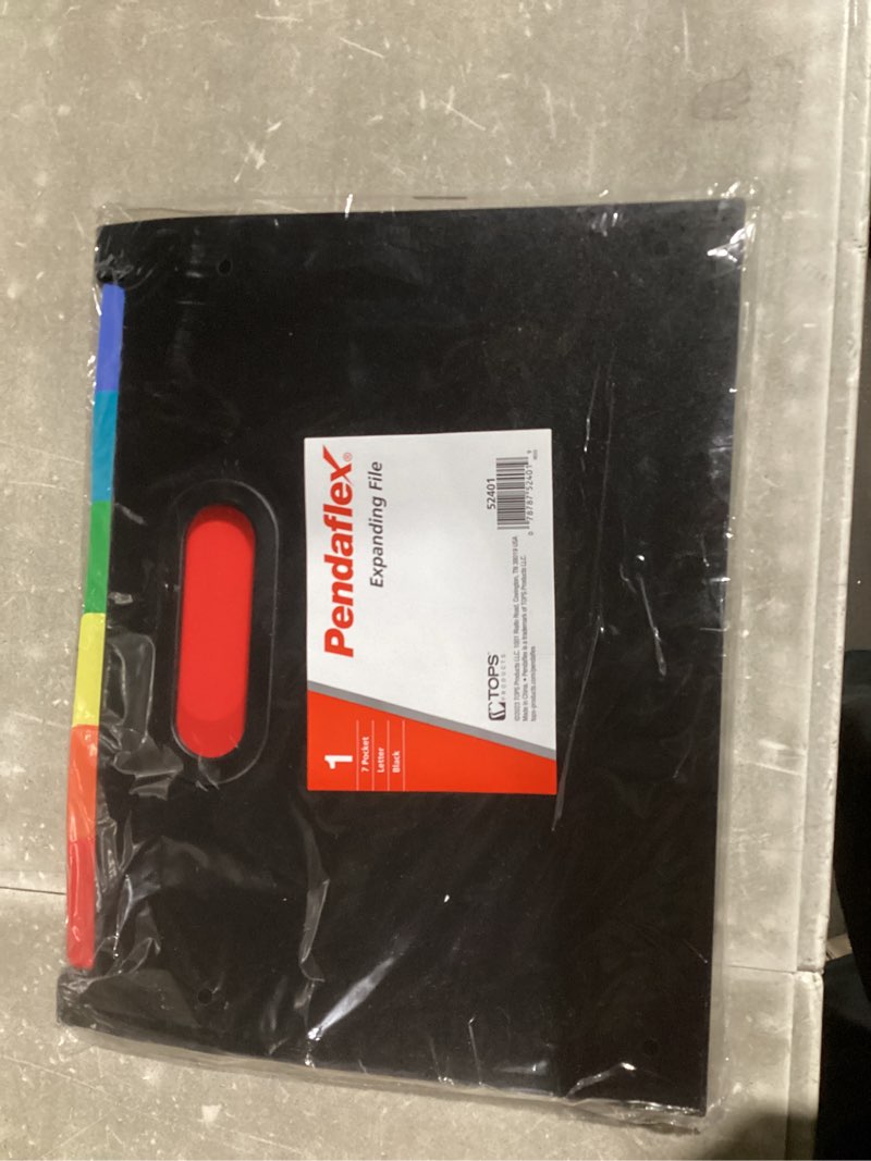 Condition photo showing New/Like New for pendaflex 7-pocket expanding file, with customizable colored tabs, black file organizer, portable expanding file, accordion file organizer (52401)