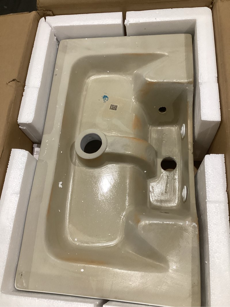 Condition photo showing Good Condition for 22" x 12" wall mount bathroom sink rectangule floating sink porcelain ceramic white bathroom vessel sink white 22" x 12" - center