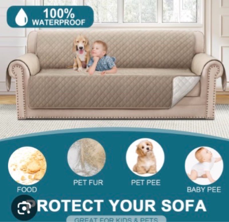 Turquoize Couch Cover for Dogs Washable Non-Slip Couch Covers for 3 Cushion Couch Sofa Pet Friendly 