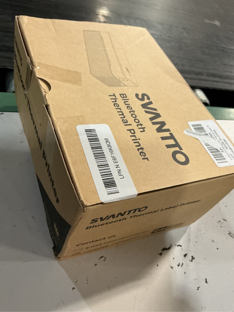 Condition photo showing New/Like New for svantto thermal label printer, 4x6 shipping label printer bluetooth wireless label printer for small business compatible with etsy, shopify, usps, iphone, mac, windows