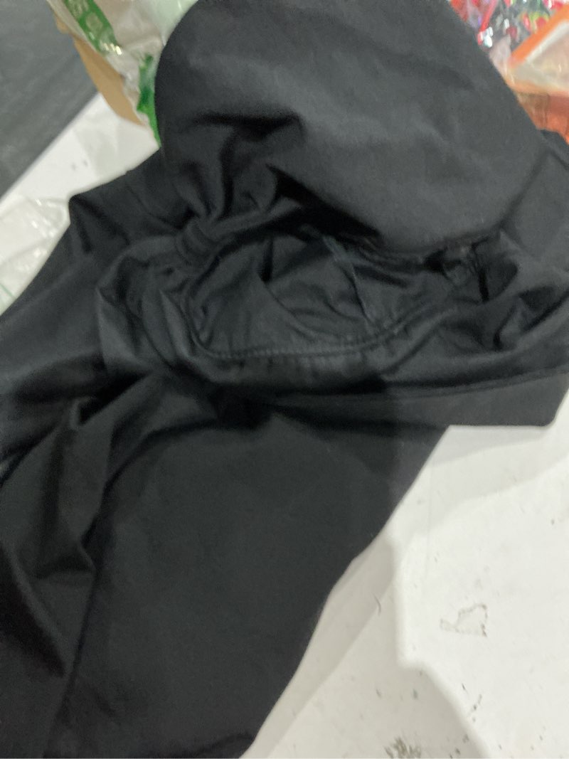 Condition photo showing Good Condition for gobles women's elegant strapless ruffle shoulder short sleeve side split bodycon ruched formal dress large black