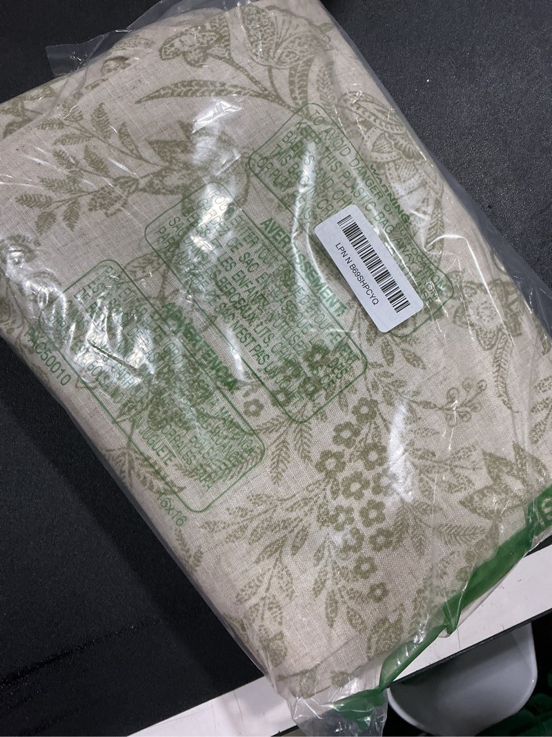 Condition photo showing Good Condition for jinchan Floral Linen Curtains for Living Room Green French Country Farmhouse Curtains 63 Inches Long Light Filtering Kitchen Window Back Tab Semi Sheer 2 Panels Green on Beige *Floral Green 50"W x 63"L (Pack of 2)