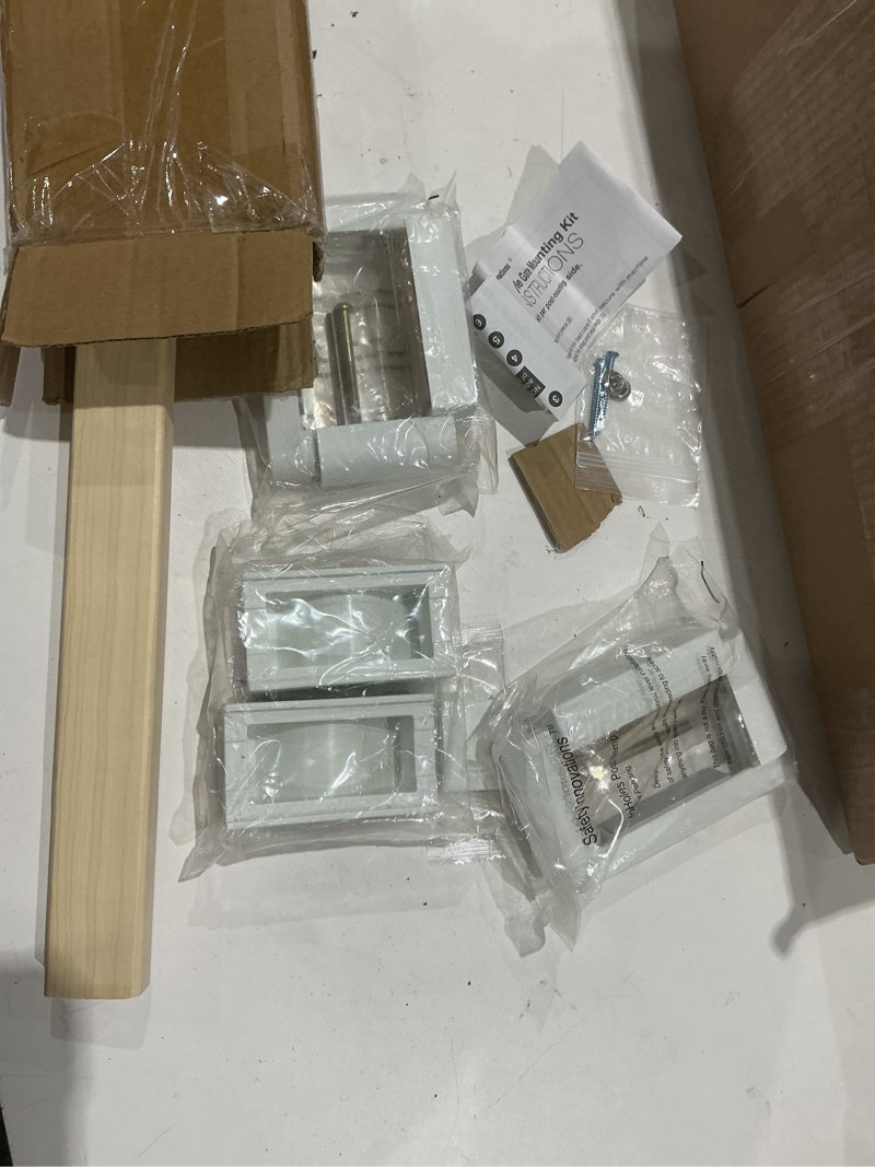Condition photo showing As Is for safety innovations no hole stairway baby gate mounting kit - fits posts from 2 3/4 inches to 3 5/8 inches wide with square or round tops - no adhesives on or screws in your posts  (1-pack)