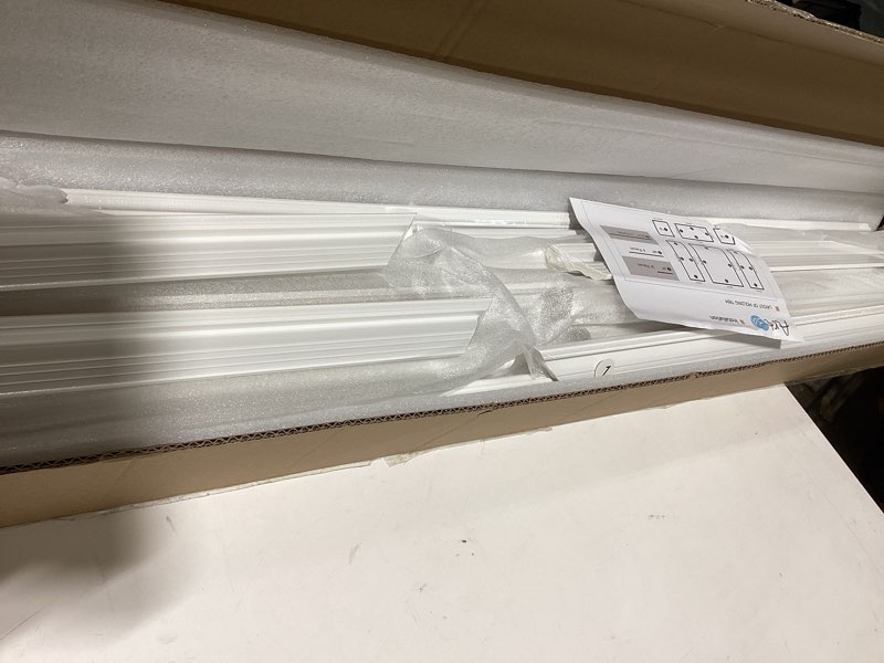 Condition photo showing New/Like New for art3d pre-cut wall molding set of 6 pcs, ready-to-assemble wainscoting panels for interior wall décor living room bedroom accent wall - installed with glue, 3 top 3 bottom white: style 2