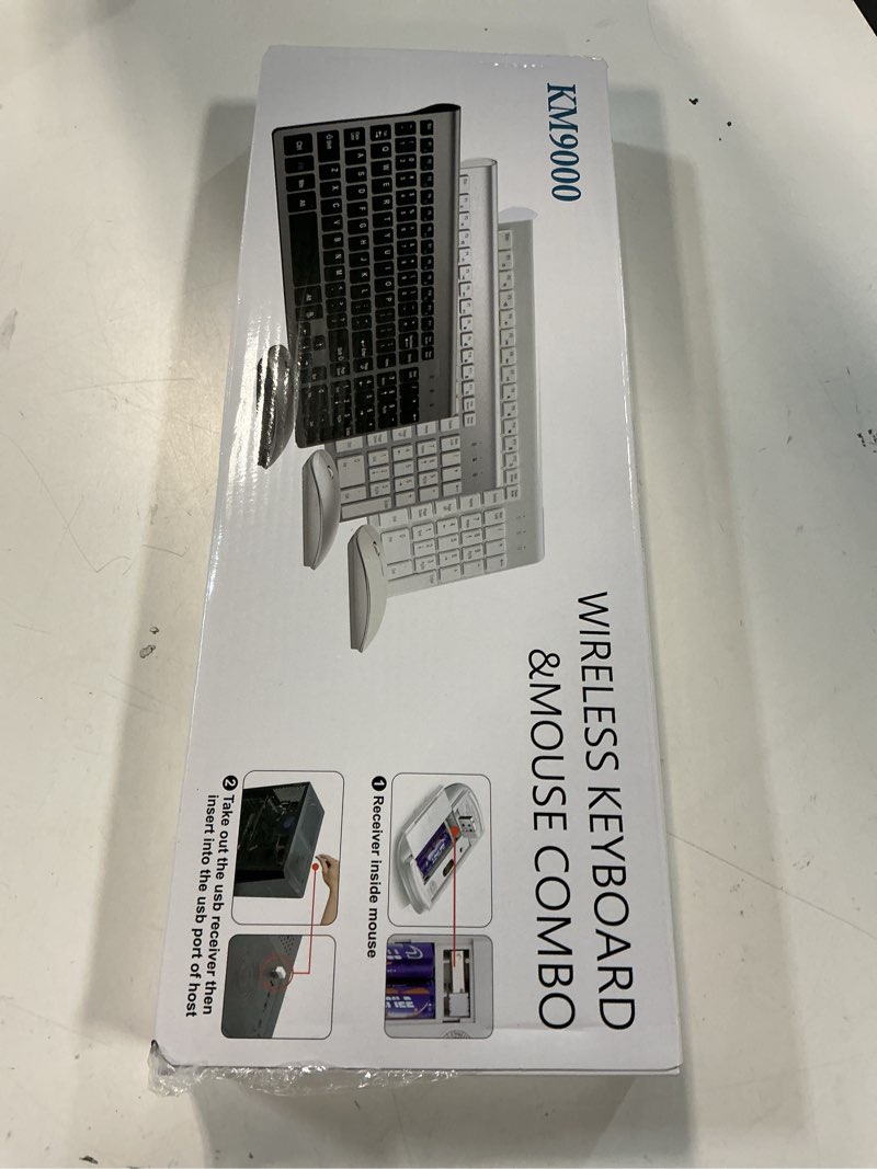 Condition photo showing New/Like New for Wireless Keyboard and Mouse Ultra Slim Combo, TopMate 2.4G Silent Compact USB 2400DPI Mouse and Scissor Switch Keyboard Set with Cover, Batteries Included, for PC/Laptop/Windows/Mac - Purple Black