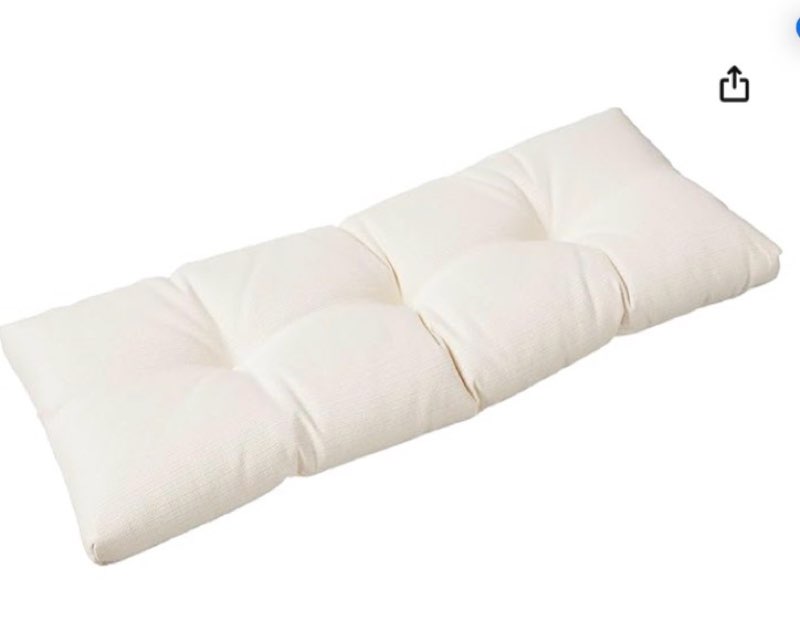 Klear Vu The Gripper Non-Slip Tufted Bench Cushion for Indoor Furniture, Assembled in USA, Entryway Storage, Bay Window, Corner Nook or Piano Seat, 35 Inches, Solid Ivory